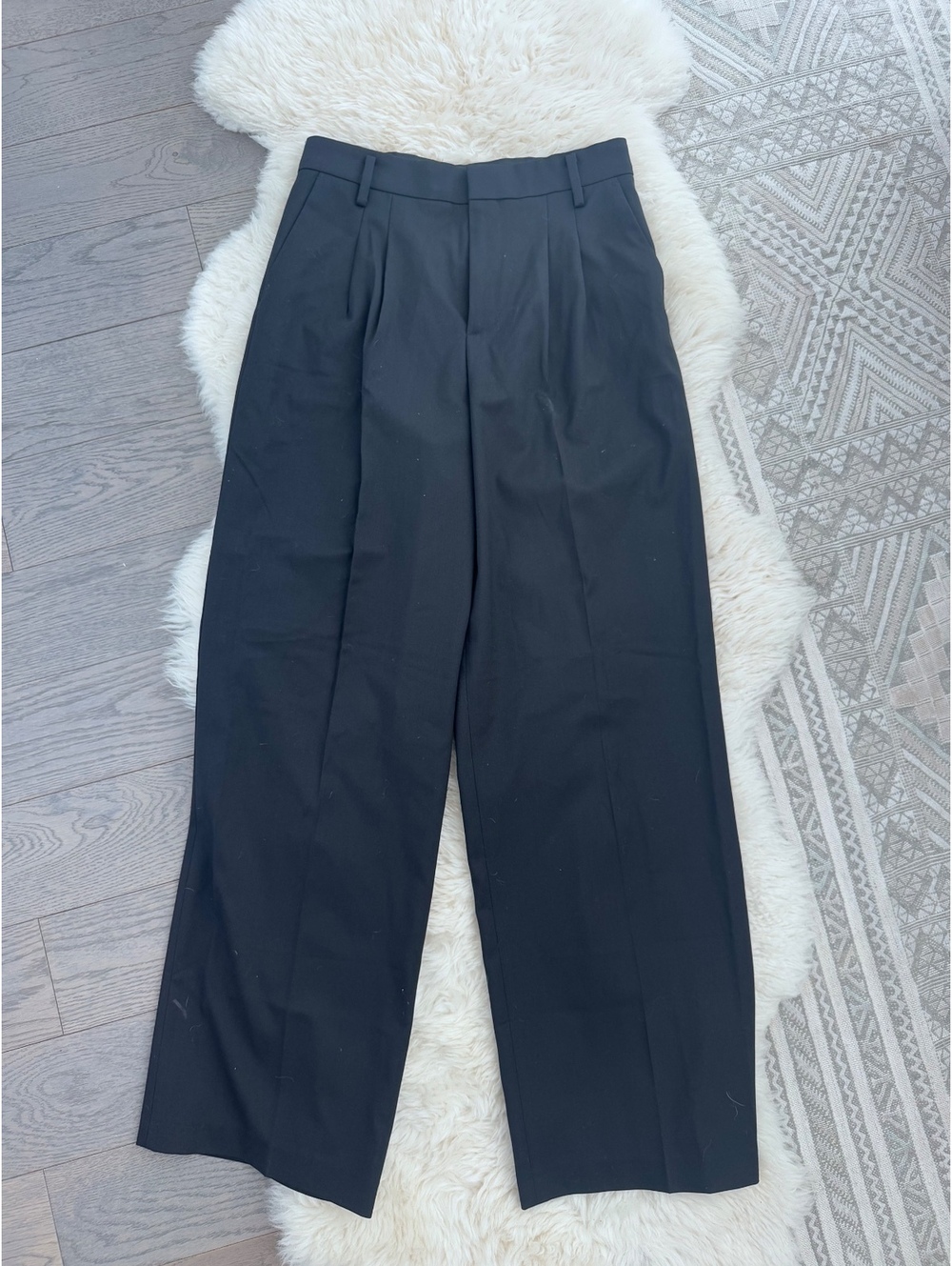 Zara Black Pleated Wide Leg Trousers
